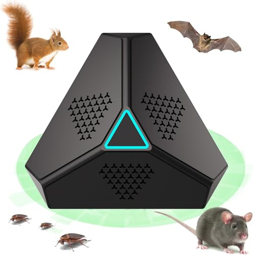 Repelente para Ratas, Repelente inteligente de roedores con conversión de frecuencia ultrasónica, Repelente portátil de roedores por ultrasonido, Adecuado para ratas, zorrillo amarillo, mapache