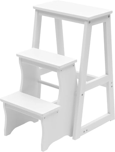 Escabeau pliable 3 en 1 en bois 3 en 1 multifonctionnel pour rangement d'affichage et utilisation domestique, idéal pour la maison, la cuisine, la bibliothèque et les projets de bricolage