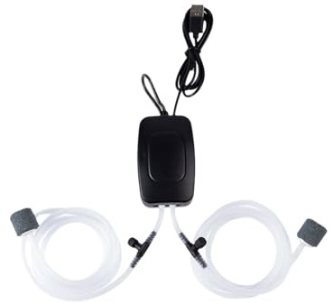 Leise Aquarium luftpumpe, Mini Aquarium luftpumpe für Tank, Mini Sauerstoffpumpe, Leise aquarien sauerstoffpumpe, Doppelloch verstellbar, 1W, geeignet für den Heimgebrauch und zum Angeln