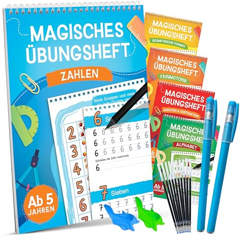 LIKARTO® Magische Übungshefte Vorschule ab 5 Jahren, 5 Hefte + Stifte