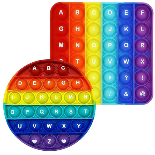 2Pcs Pop It Fidget Toys Poppet Fidget Toy A-Z Alphabet & 1-30 Number Bubble Popper Sensory Fidget Popper Alphabet Toys Pop Fidget Toy Anxiety Relief ABC Learning and Educational Toys