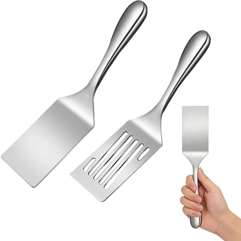 YRUHAN 2 stycken spatel, multifunktionell spatel, högkvalitativ spatel, rostfritt stål, robust och hållbar, bekväm att hålla, lätt att rengöra, lämplig för pannkakor, ägg