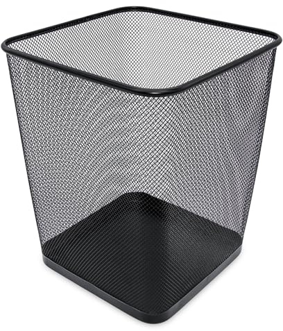 Spetebo Cestino rettangolare in metallo, nero, 30 x 25 cm, 16 litri, in rete metallica, resistente alla ruggine, cestino multiuso per la biancheria, per gli ospiti