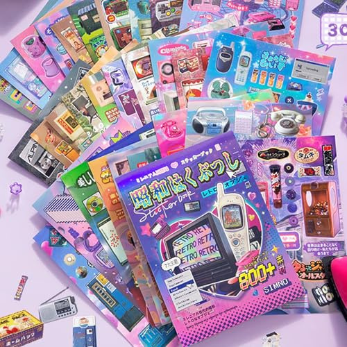 Bafutayawa Sticker Book Journal Scrapbook Accessori, 800 Set di Adesivi per Scrapbook per Journaling, Adesivi per Bullet Journal e Adesivi per Album Fotografici Fai da Te