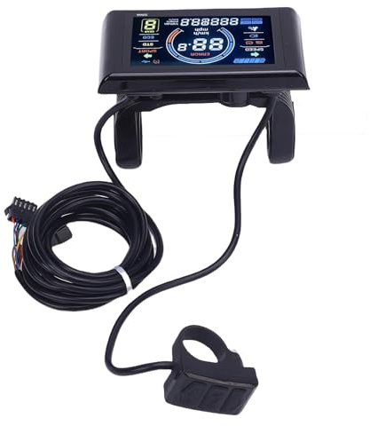 Jiawu Display LCD per Bici Elettrica, Tachimetro per Bici Colorato Impermeabile DC 24V 36V 48V, Computer da Ciclismo con Scheda NFC per Bicicletta Elettrica e Scooter