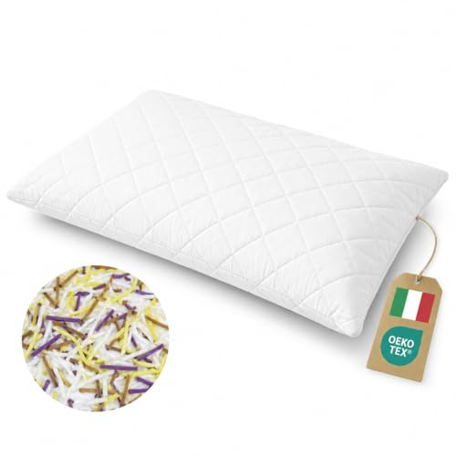Dream Cuscino 100% Fiocco di Memory Foam Alta Densità alto 15 cm - Cuscino per Dormire con Federa Ipoallergenica Trapuntata Traspirante - Guanciale letto Cervicale con Supporto Lombare - Made in Italy