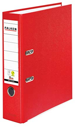 Original Falken PP-Color Kunststoff-Ordner. Made in Germany. 8 cm breit DIN A4 rot Ringordner Vegan Aktenordner Briefordner Büroordner Plastikordner Schlitzordner
