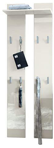 Vladon Wandpaneel 170, Made in Germany, Garderobenpaneel bestehend aus 2 Paneelen und 1 Ablagefläche, Creme Hochglanz (57 x 170 x 20 cm)