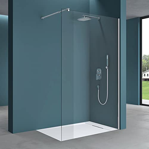 Mai & Mai Duschwand für Dusche Duschabtrennung 110x200cm Walk-In Dusche ESG-Sicherheitsglas 10mm NANO Glas BRAM3 Bremen2K