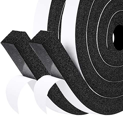 fowong Dichtungsband Schaumstoffband Moosgummi Selbstklebend 25mm(B) x25mm(D) Fenster Klimaanlage Schaum Isolierstreifen Gesamtlänge 4m (2 Rollen je 2m lang)