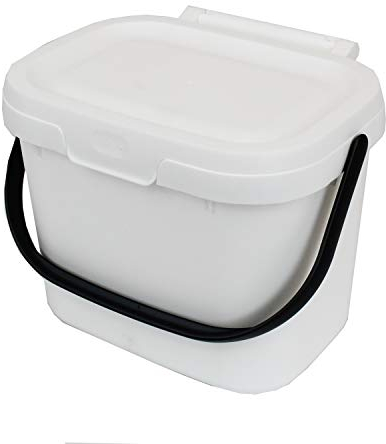 Addis Compost Caddy Food Waste Kitchen Storage Bin - White & Grey & All-Green Composting Guide