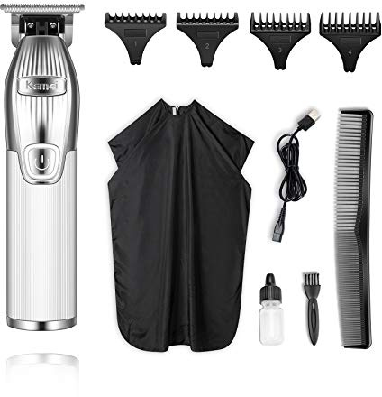 Kemei 0mm Baldheaded Hair Clippers for Men Professional Cordless Hair Trimmer Beard Trimmer with T Blade Zero Gapped Rechargeable Grooming Kit, KM-i32