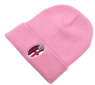 Perseo Trade srl Berretto Invernale Cuffia scquadra Calcio Bologna FC Logo BFC 1909 - Ufficiale - Donna - Colore Rosa - 100% Acrilico - Ricamato