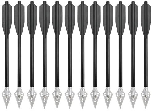 6/12Pcs Pequeños Pernos de Ballesta Flechas de Ballesta de Aluminio de 6.69 Pulgadas Punta de Flecha de Hoja Desmontable Utilizada para la Caza al Aire Libre (6 Piezas, Negro)