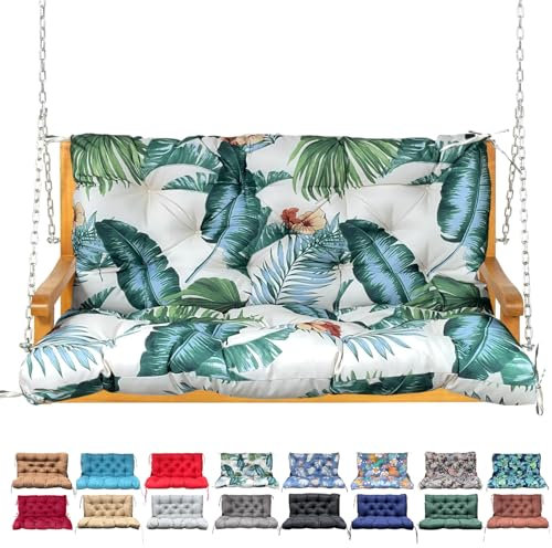 Coussin de balancelle de porche avec dossier - Coussin de banc imperméable pour mobilier d'extérieur, 2 à 3 places - Coussin épais avec attaches - Patio, extérieur, arrière-cour et jardin (fleur