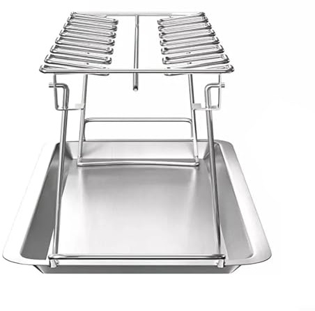 EpheyFIF Grillbricka i rostfritt stål – stativ för 14 kycklingben eller vingar – grilltillbehör för grill ugn dippbricka (grill med bricka)