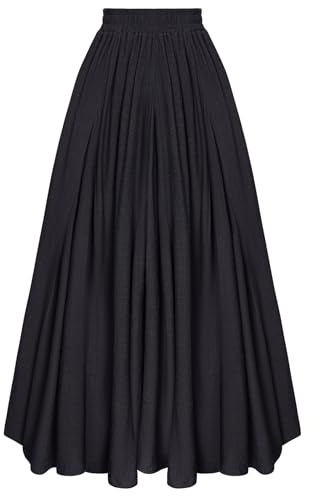 SCARLET DARKNESS Jupe Longue Médiévale pour Femme, A-Line d'hiver à Taille Élastique