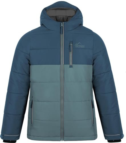 normani Kinder Winterjacke Steppjacke gefütterte Skijacke mit Schneefang wasserdichte Thermojacke mit Kapuze für Junge und Mädchen Farbe Blau Größe 158/164