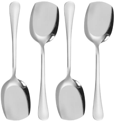 HAYGEM 4 Pezzi Cucchiai in Acciaio Inossidabile, Cucchiaini più Spessi e Larghi con Grande Capacità, Cucchiaini da Dolce dal Design Ergonomico per Raccogliere Porridge, Zuppe, Caffè, Dolci e Burro
