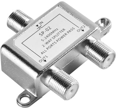 SAT/BK Splitter, 5-2400 MHz 2-Fach Splitter (2-Wege) Satelliten-Verteiler für TV & Radio, HDTV/UHD 4K, DVB-S/S2, DVB-T/T2, DVB-C/C2, SAT Splitter 2 Ausgänge
