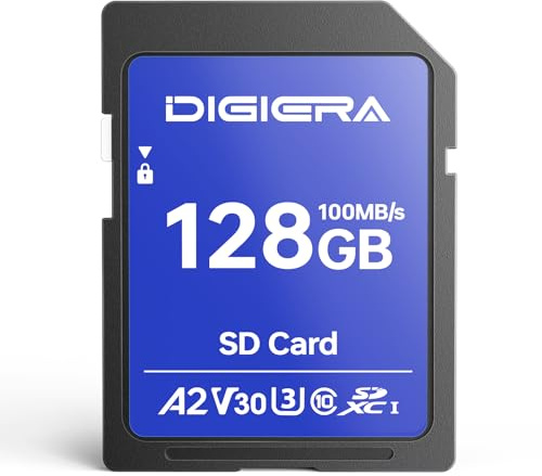 DIGIERA 128GB CS100 SDXC UHS-I Memory Card - up to 100MB/s, C10, U3, V30, 4K UHD, SD Card for Computers, Digital Cameras, Home Theatre Devices, Car Navigation Systems (1 Pack)