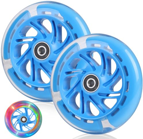 DBREAKS - Ruedas luminosas para patinete stunt, pack de 2 ruedas con luz LED, ruedas de repuesto LED de 120 mm para scooter con rodamientos ABEC 9, dureza 88A, compatibles con todos los patinetes
