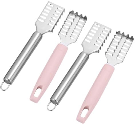 BESTOYARD Removedor De Escamas De Pescado De Acero Inoxidable 4 Piezas, Raspador Manual Mango Cómodo, Herramienta para Pelar y Limpiar Escamas Cocina Doméstica y Profesional, Color Rosa