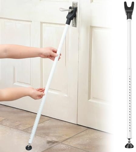 Barre de sécurité réglable de 111 à 140 cm, butée de porte coulissante amovible, barre de sécurité pour porte coulissante de terrasse, pour maison, appartement, voyage (blanc)