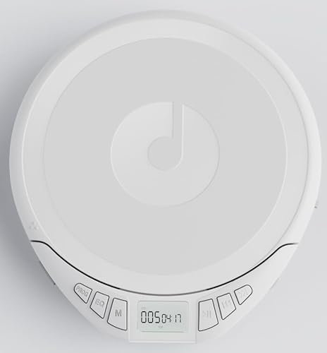 Gueray Reproductor de CD Portátil con Auriculares Pantalla LCD Protección Anti-Saltos HiFi Clásico Función de Memoria Prog Reproductor CD Personal para Coche Hogar (Blanco)