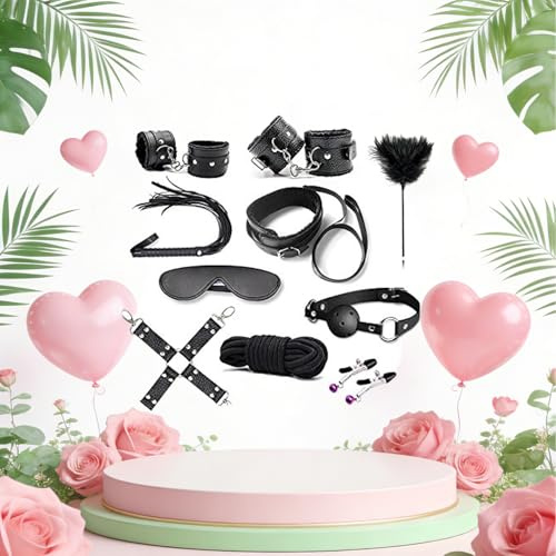 Q9e- 10 Pieces Black Adjustable Exercise Kit for Couples and Men and Women