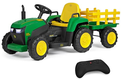 Peg Perego John Deere Farm Power 12 Volt Ride-on Tractor and Trailer with Remote Control