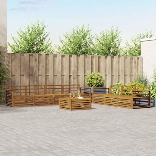 KTHLBRH Outdoor Sofa Set 8 pcs Natural Acacia Wood, Modern Garden Furniture with Lacquered Surface for Patio Terrace Backyard, Durable Solid Wood Seating Group for Relaxation