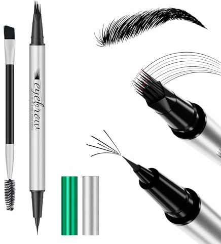 Anglicolor Sopracciglia Liquida Doppia Punta,Matita Sopracciglia Waterproof a Punta Angolata,Effetto Peli Naturali,Lunga Durata,Anti Sbavature,per Sopracciglia Naturali e Definite (05#BLACK)
