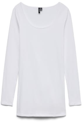 Vero Moda Vmmaxi My Ls Soft Long U-neck Noos, Maglietta a maniche lunghe, Bianco (Bright White), S Donna