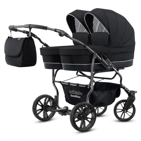 Passeggino gemellare trio. 2 Navicelle + 2 Passeggini + 2 Ovetti + accessori. Colore argento + nero. BBtwin
