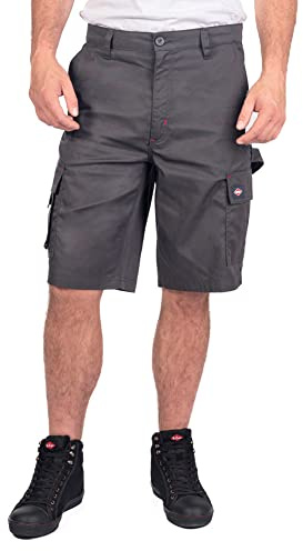 Lee Cooper Workwear Shorts Cargo with Multi-Pocket Classic Heavy Duty Easy Care Lightweight Summer Casual Workwear Triple Stitched Durable Fabric Capri Short Pants (Grey, 36W)