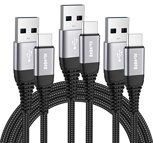 Câble USB Type C [Lot de 3,1M+2M+2M],Cable Chargeur USB C Charge Rapide Nylon Tressé pour Samsung Galaxy S23 S22 S21 S20 Plus Ultra S10 S10E S9 S8,A51 A71 A31 A52 A72,Sony Xperia XZ,LG,Xiaomi