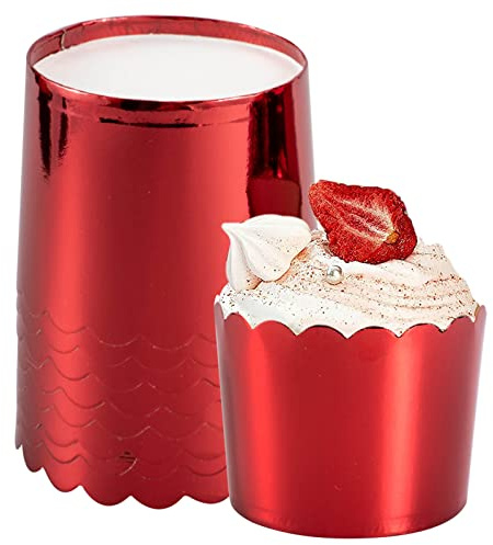Paper Baking Cups, 50pcs Cupcake Liners Red Muffin Liners Greaseproof Disposable Bulk Cupcake Wrapper, 6 oz Standard Jumbo Muffin Cups for Halloween Christmas Parties by Dootafy