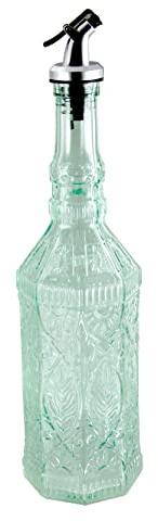Grant Howard Gaudi Embossed Decorative Glass Oil and Vinegar Cruet with Pourer, 22 oz
