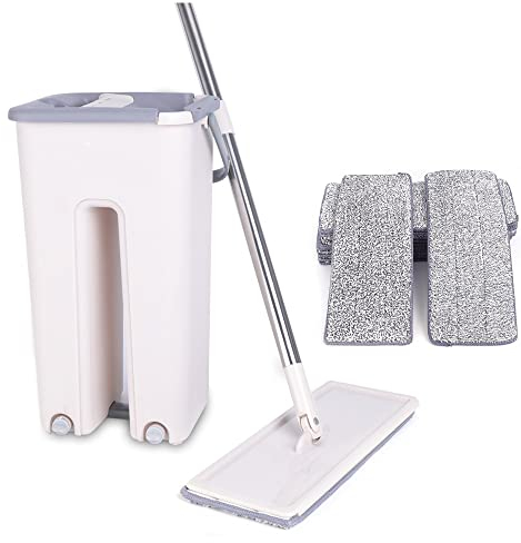 Set di mocio e secchio per lavapavimenti piatto, mocio e secchio per tacchino, a due camere, con 10 mop