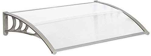 Oshion Auvent de Porte d'entrée Toit Marquise Abri Protection en Polycarbonate Contre Pluie Neige UV 120x80cm