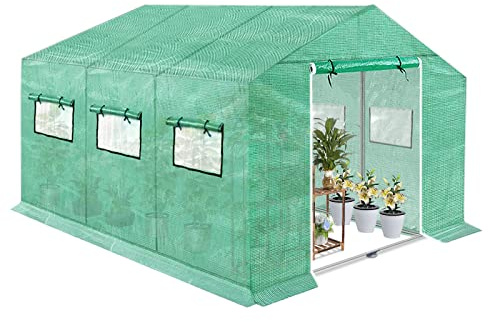 TRMLBE Invernadero de 4,5 x 2 x 2 m, 9 ㎡, resistente al invierno, HDPE+LDPE+tubo galvanizado, para cultivo de balcón, interior, tomate