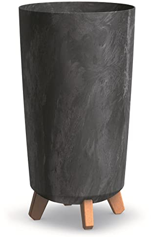 BirnePower Blumentopf Blumenkübel mit Füßen Pflanzkübel Gracia Slim Rund Übertopf Beton Optik Pflanztopf (Höhe 44,5cm, Anthrazit Beton)