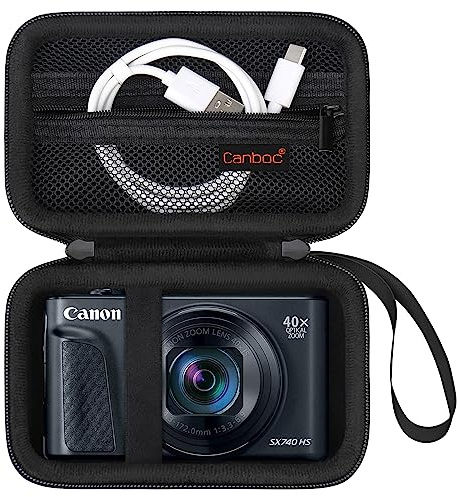 Canboc Carrying Case for Canon PowerShot SX740/ SX730/ SX720/ SX620/ G7X Mark III/Mark II Digital Camera, Point and Shoot Camera Bag, Mesh Pocket fits USB Cable, Batteries, Black (Case Only)