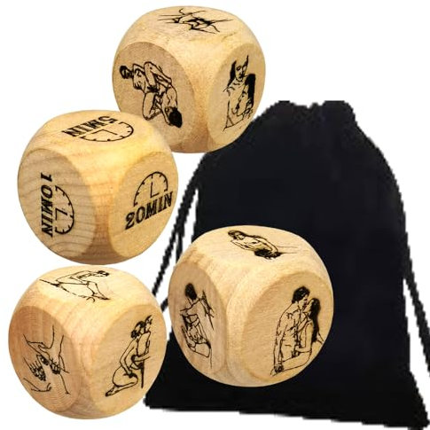 4 Stück Luxus Holz Private Paar Liebe Würfel – Schlafzimmer Liebe Sport Würfel/Paar Nacht Freche Würfel – Verbessern Liebe des Liebhabers Geschenk