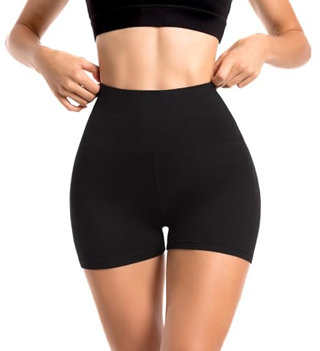 Sanpetix Sports Shorts Damen, High Waist Blickdicht Leggings Shorts für Damen Schwarz 1 Pack SM