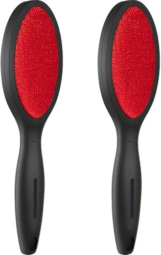 2er Set Professionelle Fusselbürsten für Tierhaare & Kleidung – Doppelseitige Velours- & Silikonbürste, Wiederverwendbarer Flusenentferner mit 5000+ Mikroborsten für Sofa, Auto & Textilien