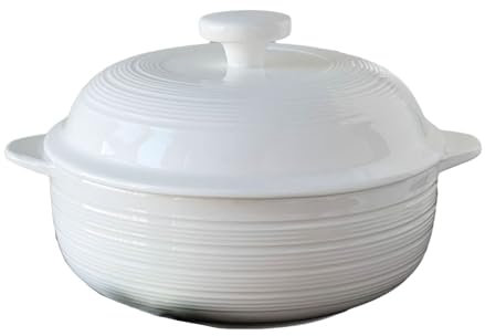 Peakjune Tazón para Servir Sopa de Porcelana con Tapas,Juego De Soperas De Porcelana Blanca con Tapas,Sopera de Cerámica con Tapas,para Restaurante,hogar,Cocina,Olla de Sopa.