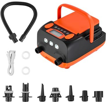 VEVOR Paddleboard Pumpe (20 PSI) mit USB-Ausgang, zweistufige elektrische SUP-Luftpumpe mit automatischer Abschaltung & LED Licht, Aufblasen & Entleeren 12 V DC ideal für Schlauchboote Matratzen