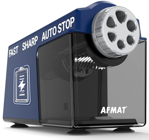 AFMAT Taille-crayon électrique avec récipient, 6 trous, grande capacité, avec boîte pour crayons fins de 6 à 11 mm d'épaisseur, rechargeable, robuste, arrêt automatique, pour bureau, école, artiste